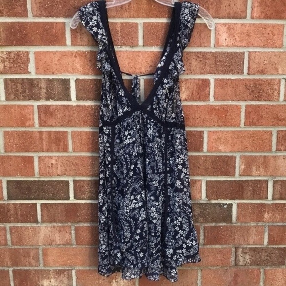 Free People Navy Floral Chemise